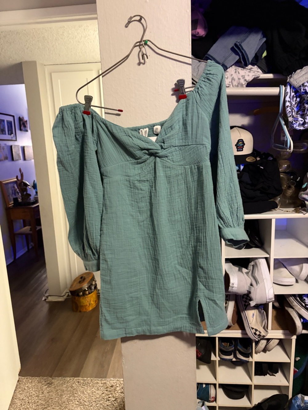 Roxy Light Teal Smocked Waist Dress